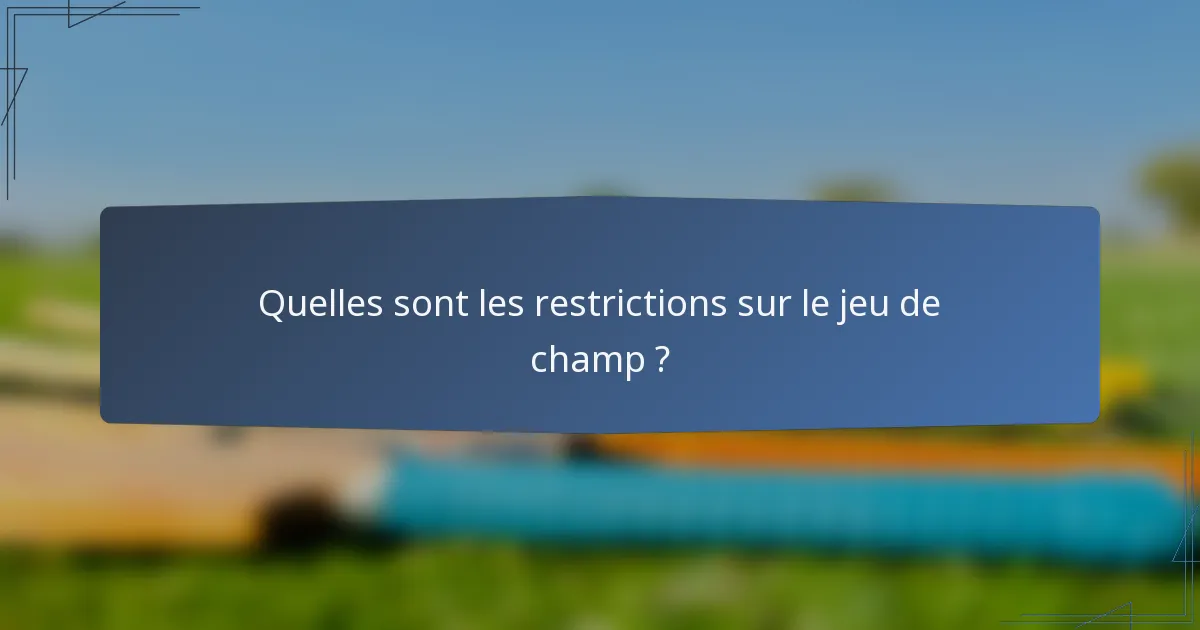 Quelles sont les restrictions sur le jeu de champ ?
